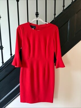 Donna Morgan Red Bell-Sleeve Sheath Dress